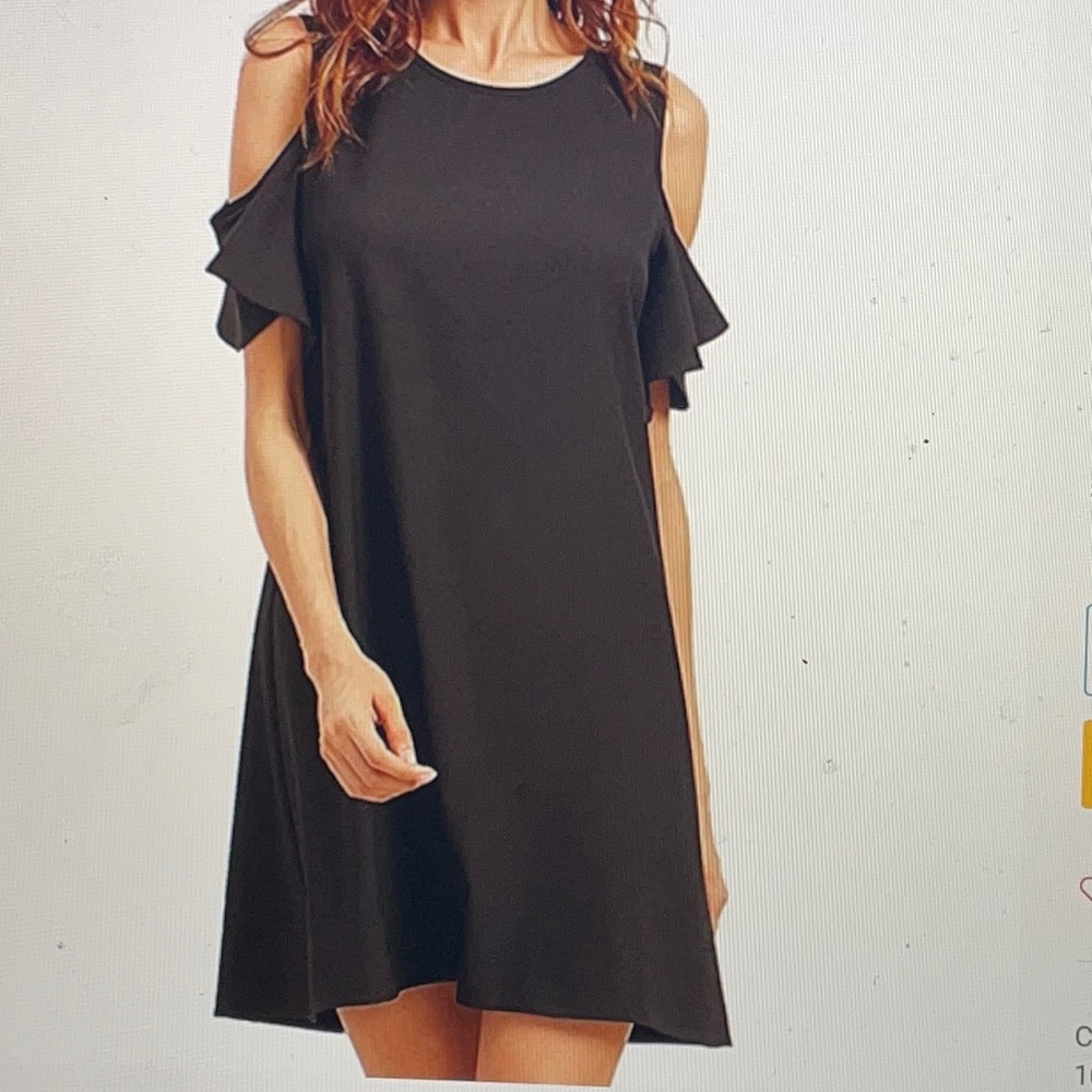 Black open shoulder dress